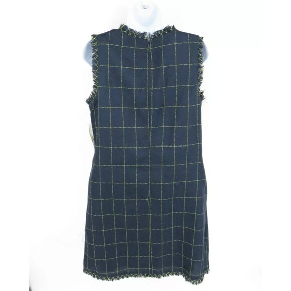 Julia Jordan Shift Dress 10 Sleeveless Double Breasted Plaid Navy Green NWT $129 - Picture 4 of 5